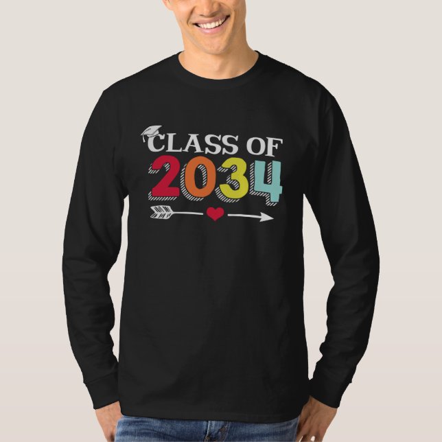 Camiseta Class Of 2034 Grow With Me Kindergarten K 12 Arrow (Frente)