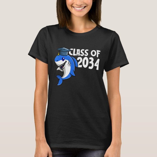 Camiseta Class Of 2034 Shark Graduate Pre K Kindergarten Pr (Frente)