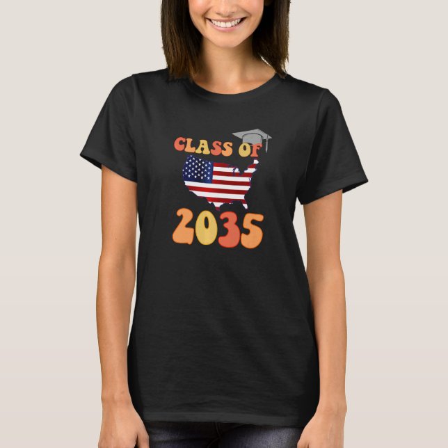 Camiseta Class of 2035 Grow With Me First Day of School Gra (Frente)