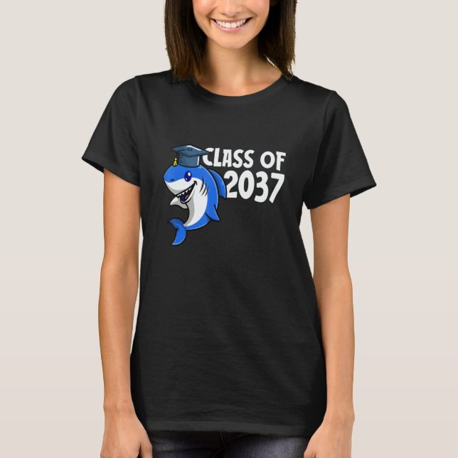 Camiseta Class Of 2037 Shark Graduate Pre K Kindergarten Pr (Frente)