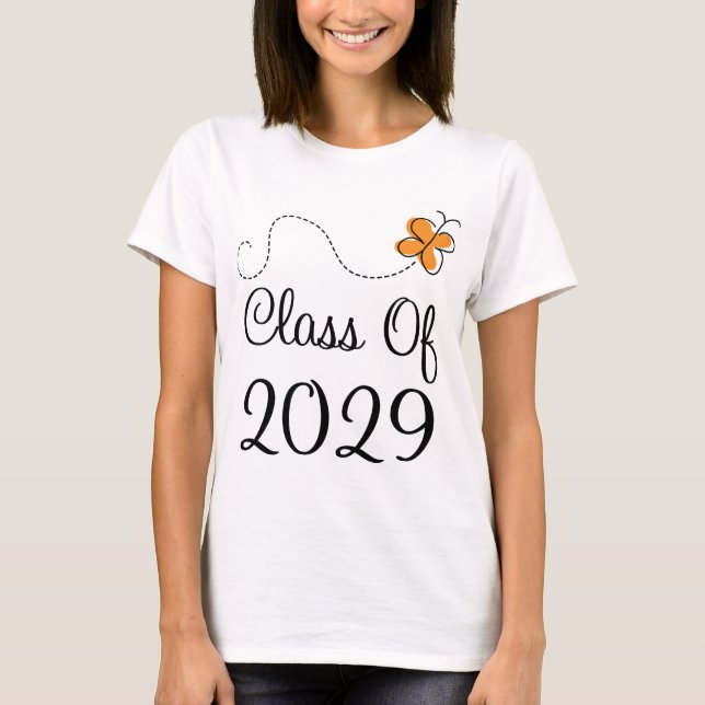 Camiseta Classe alaranjada da borboleta de 2029 (Frente)