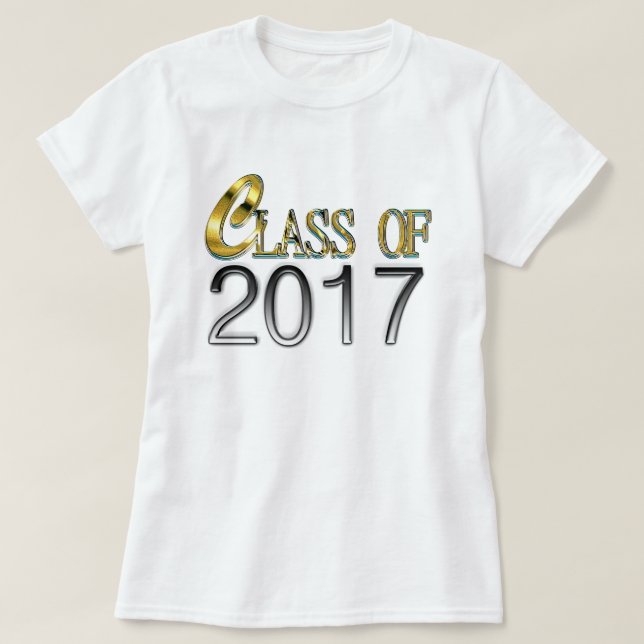 Camiseta Classe de 2017 no ouro & a prata & o algum t-shirt (Frente do Design)