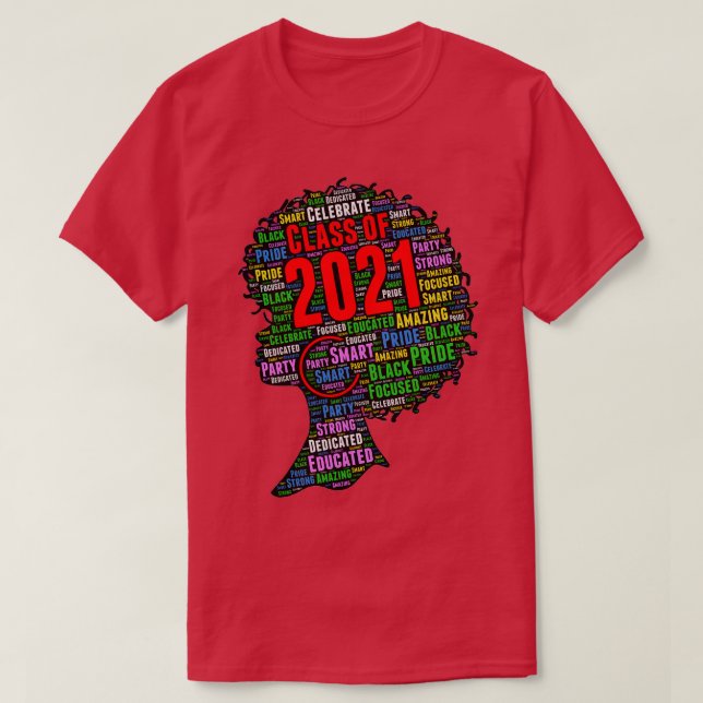Camiseta Classe de 2021 Palavras em Afro (Frente do Design)