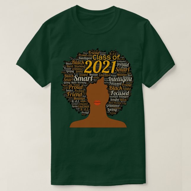 Camiseta Classe de 2021 Palavras em Arte Afro (Frente do Design)
