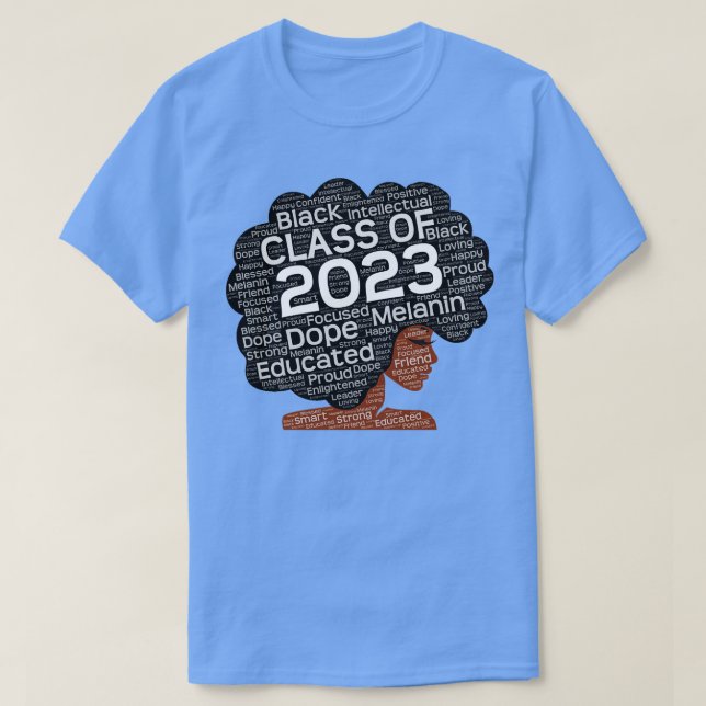 Camiseta Classe De 2023: Mulher Negra Afro (Frente do Design)