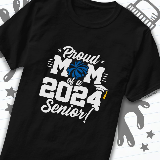 Camiseta Classe de 2024 Graduação Cheer Mãe Mais velho 2024 (Criador carregado)