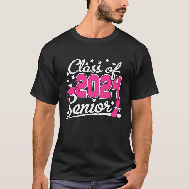 Camiseta Classe De 2024 Mais velho 24 Meninas Graduação Eng (Frente)