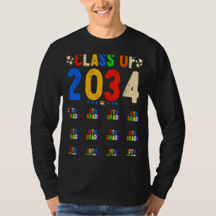 Camiseta Classe de 2034 Cresce com Impressão de Mão K Forma