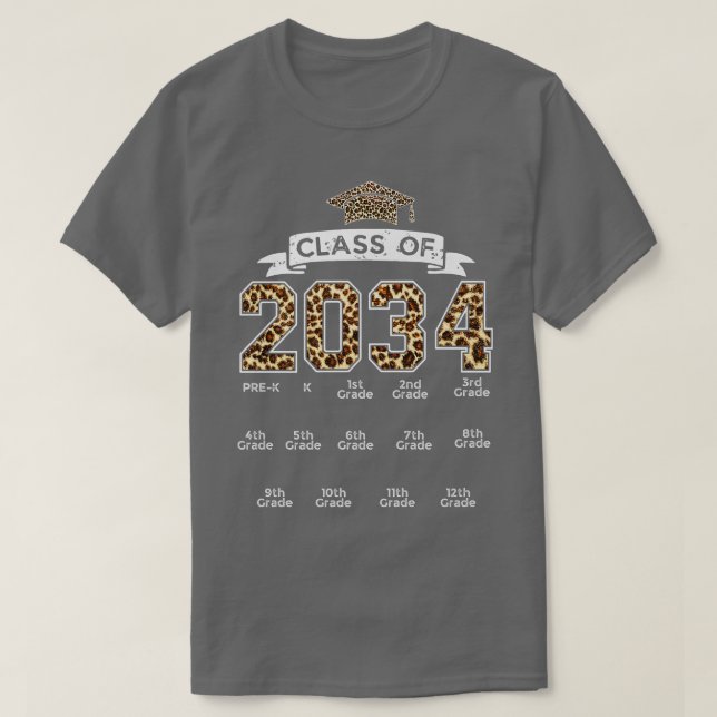 Camiseta Classe de 2034 Crescer comigo Leopard de Impressão (Frente do Design)