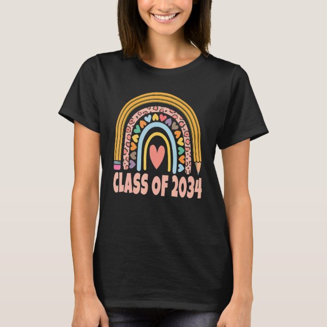 Camiseta Classe De 2034 De Volta À Escola Cresce Comigo Leo (Frente)