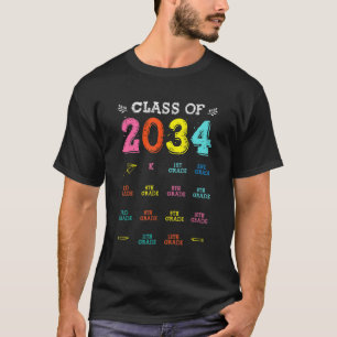 Camiseta Classe De 2034 Grau Pré-K Cresce Com O Mim Handpri