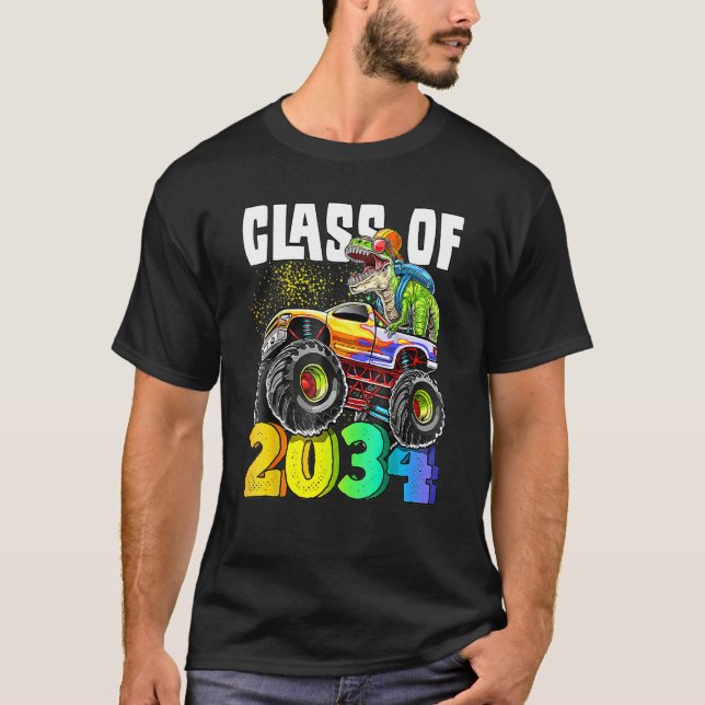 Camiseta Classe De 2034 Rex Dinosaur Monster Truck Kinderga (Frente)