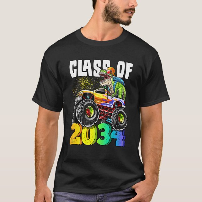 Camiseta Classe De 2034 Rex Dinosaur Monster Truck Kinderga (Frente)