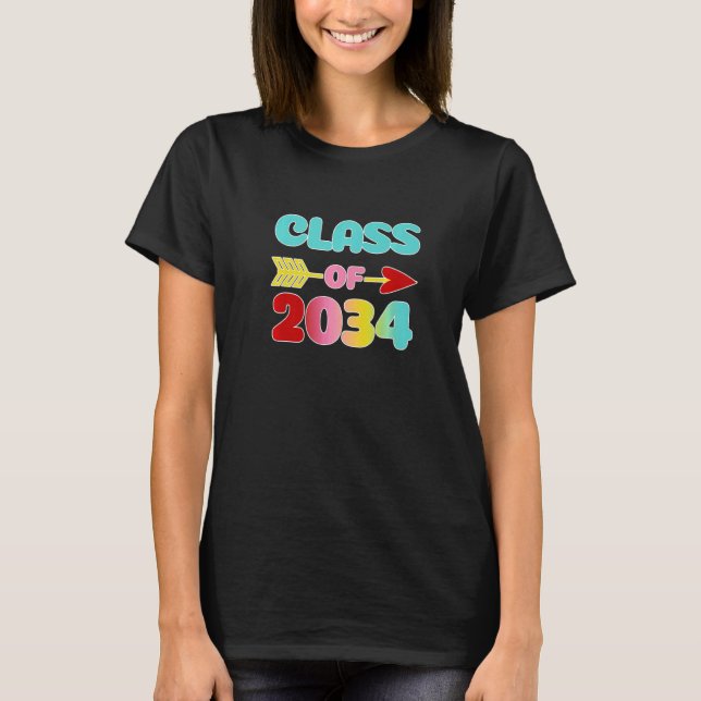 Camiseta Classe De 2034 Rochas Pré-Escolares Pré-K De Volta (Frente)