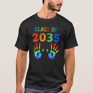 Camiseta Classe De 2035 Cresce Com A Mim Color Handprint Na