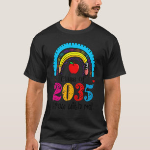Camiseta Classe De 2035 Cresce Comigo Boho Rainbow De Volta