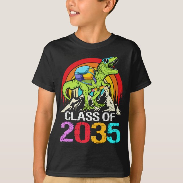 Camiseta Classe de 2035 Cresce Comigo Dinossauro de volta à (Frente)