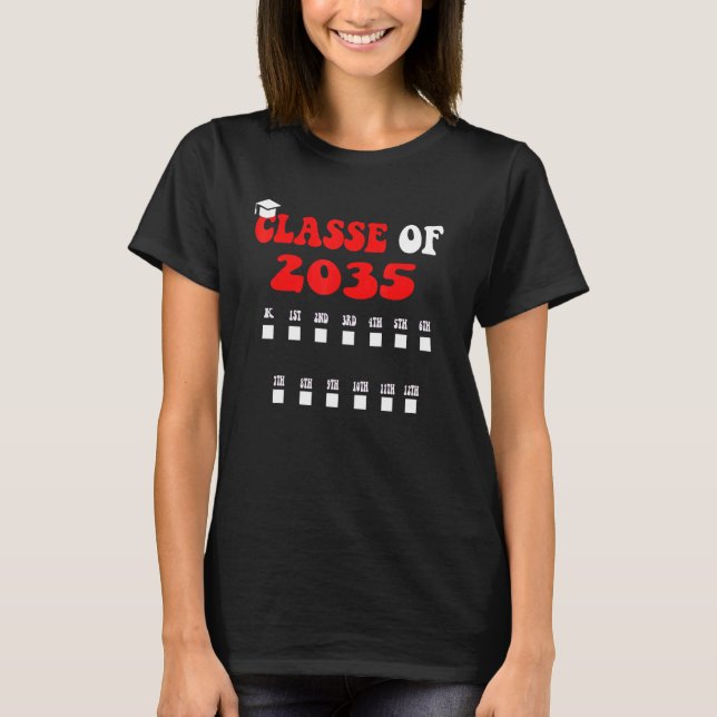 Camiseta Classe de 2035 Cresce Comigo Primeiro Dia de Arma  (Frente)