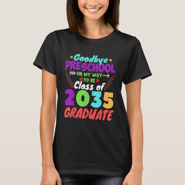 Camiseta Classe De 2035 Formando Pré-K Adeus, Pré-Escolas G (Frente)
