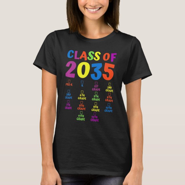 Camiseta Classe De 2035 Grau Pré-K Cresce Com O Mim Handpri (Frente)