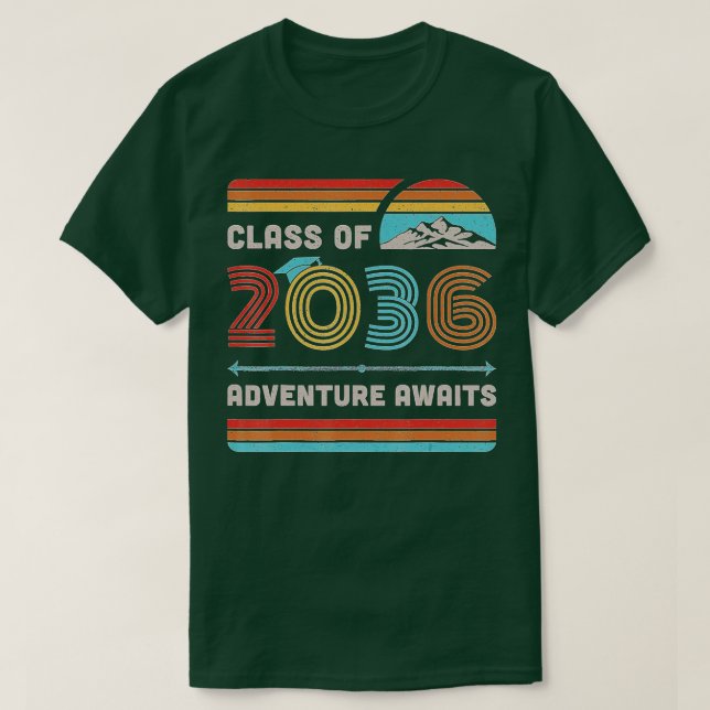 Camiseta Classe de 2036 Adventure PréK aguarda crescimento  (Frente do Design)