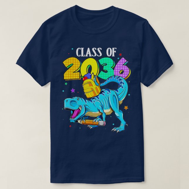 Camiseta Classe de 2036 Cresce Comigo T Rex Dinossauro (Frente do Design)