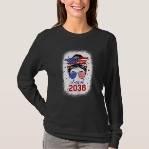 Camiseta Classe De 2036 Messy Bun Girl Pre K Formando Gradu