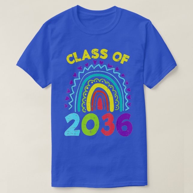 Camiseta Classe De 2036 Rainbow First Day Graduation Gr (Frente do Design)