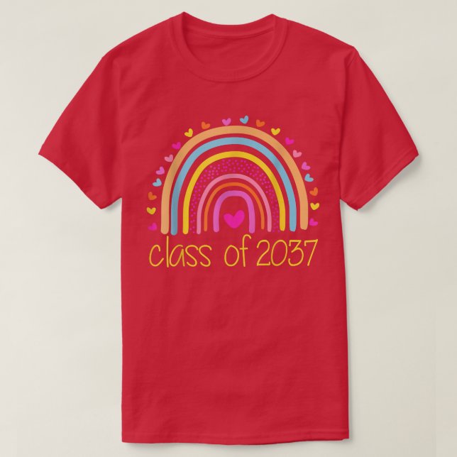 Camiseta Classe De 2037 Rainbow Preschool Kindergarten Grad (Frente do Design)