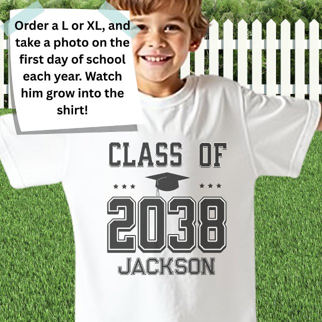 Camiseta Classe de 2038 para o Primeiro Dia de Foto Escolar (Criador carregado)