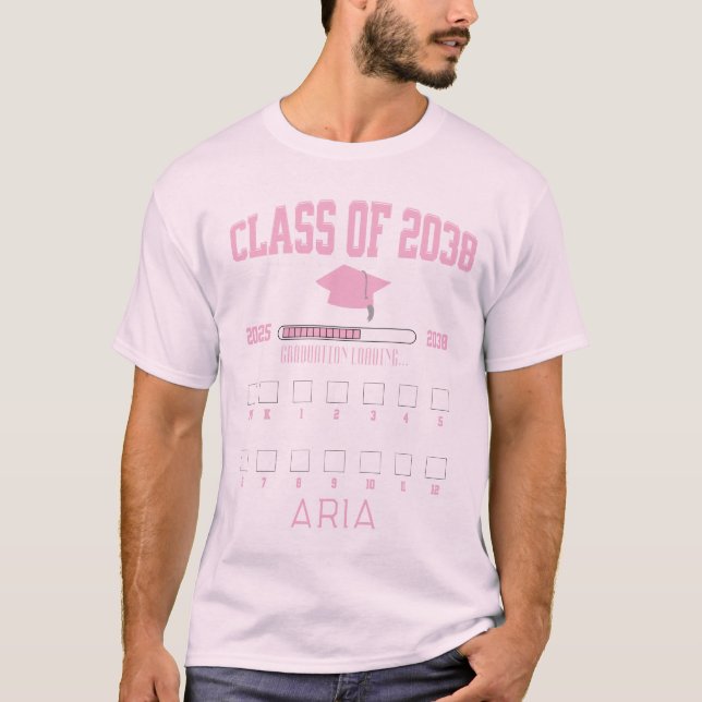 Camiseta Classe de 2038 PK-12 Primeiro Dia da Escola Verde (Frente)