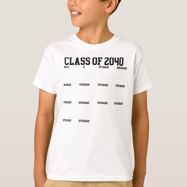 Camiseta Classe de 2040 Crescer comigo Graduação de Impress (Frente)
