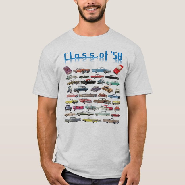Camiseta Classe de automóveis clássicos de 1958 (Frente)