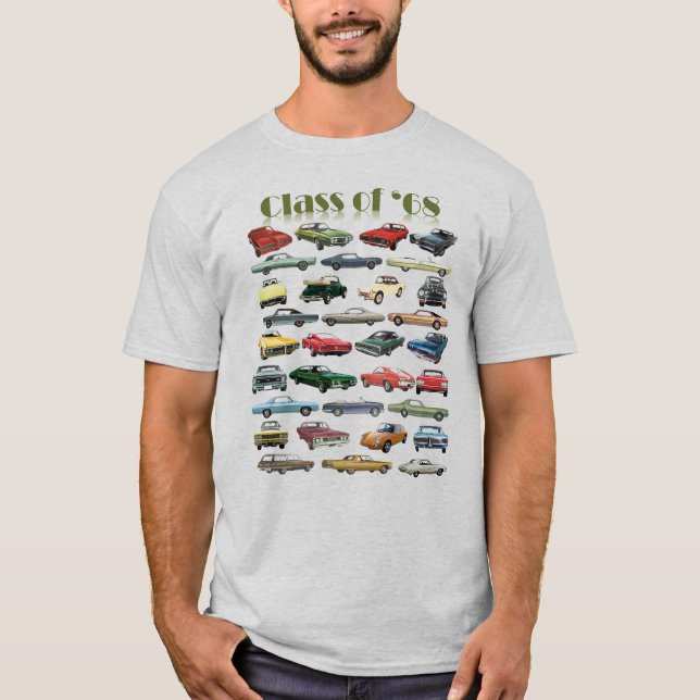 Camiseta Classe de automóveis clássicos de 1968 (Frente)