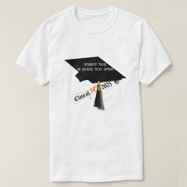Camiseta Classe de boné e Diploma de Graduação 2025 (Frente do Design)