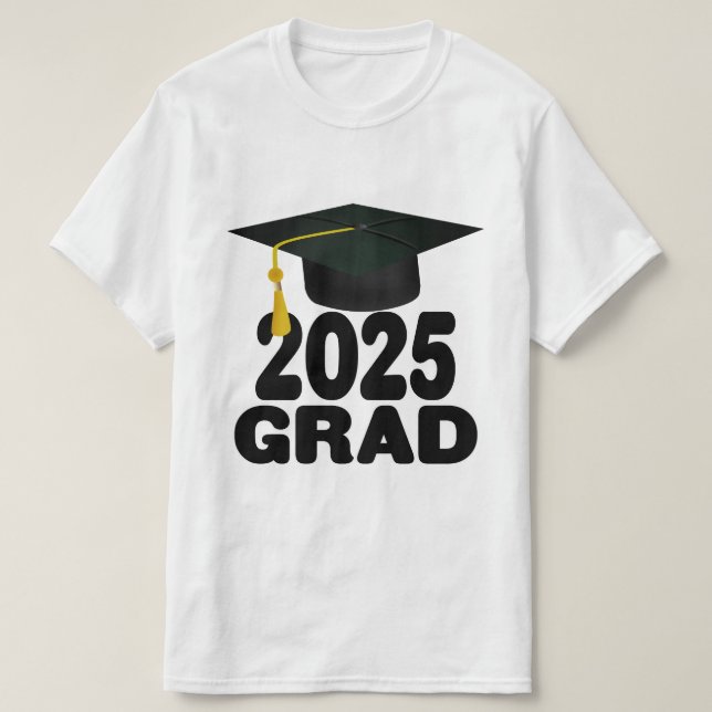Camiseta Classe de boné e Tassel de graduação de 2025 (Frente do Design)