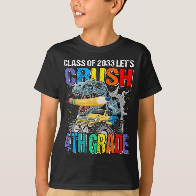 Camiseta Classe De Caminhão Monstro De 2033 De Esmagamento  (Frente)