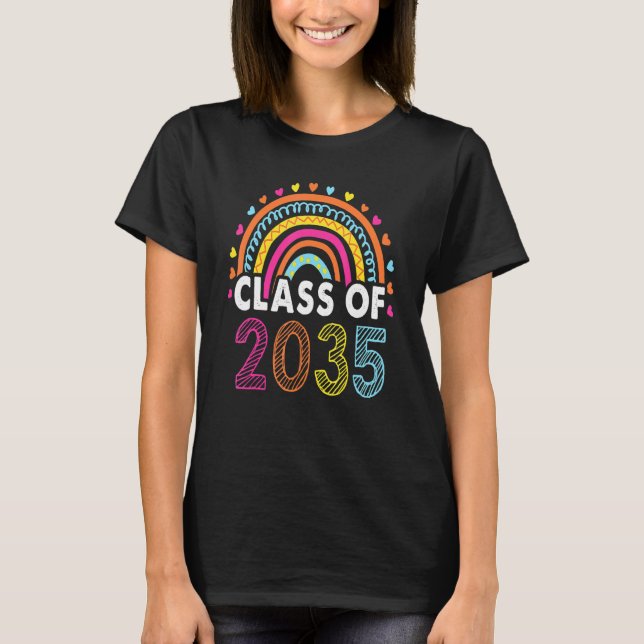 Camiseta Classe De Formando Arco-Íris Rosa 2035 (Frente)