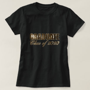 Camiseta Classe de formando de 2020 Texto Elegante Preto e