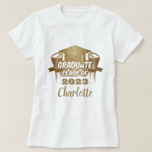 Camiseta Classe de Formando na moda de 2023 Dourado Name T-