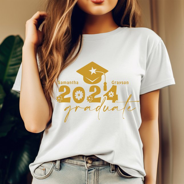 Camiseta Classe de Formando Personalizado de 2024 Dourada (Criador carregado)