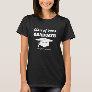Camiseta Classe de Graduação Arte Vetor de Chapéu Branco Pr