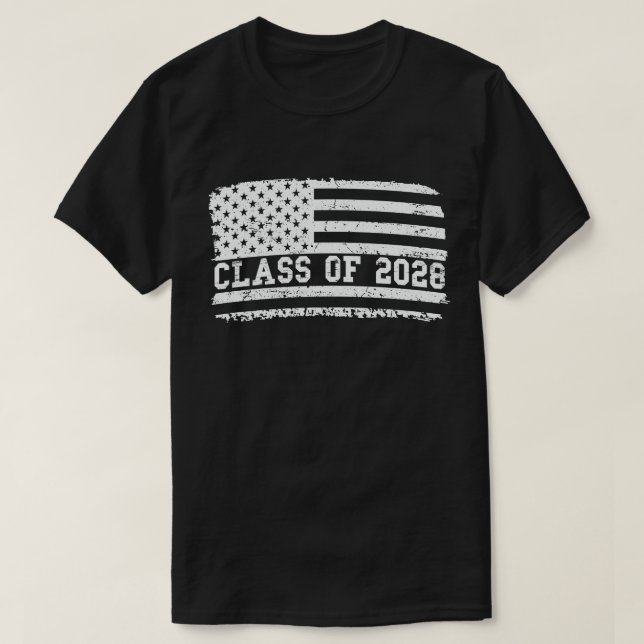 Camiseta Classe De Graduação De Bandeira Americana Do Mais  (Frente do Design)
