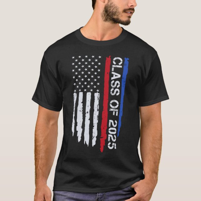 Camiseta Classe De Graduação De Bandeira Americana Do Mais  (Frente)