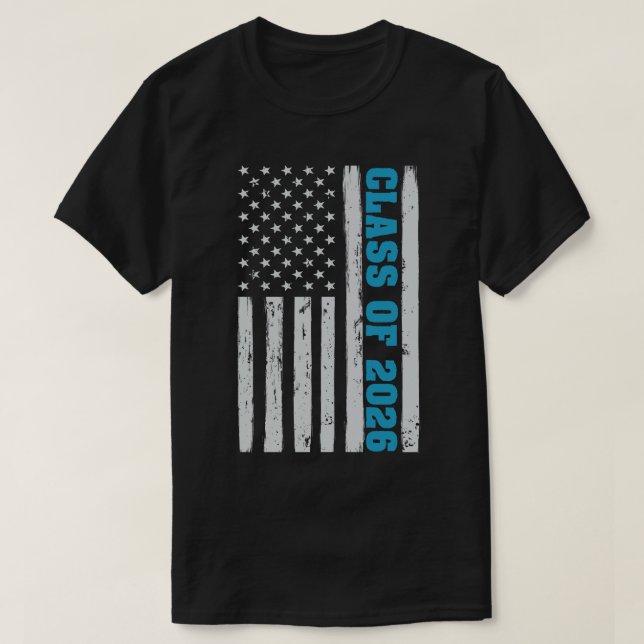 Camiseta Classe De Graduação De Bandeira Americana Do Mais  (Frente do Design)