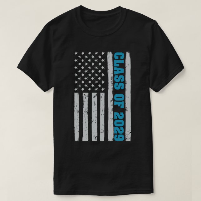 Camiseta Classe De Graduação De Bandeira Americana Mais vel (Frente do Design)
