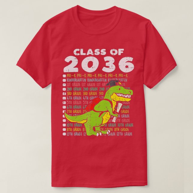 Camiseta Classe De Graduação De Trex Dino Em 2036 Cresceu C (Frente do Design)