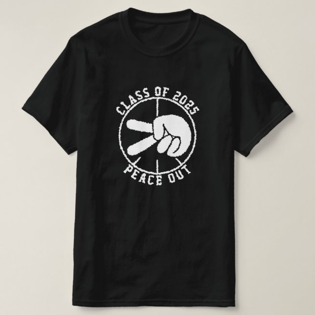 Camiseta Classe De Graduação Do Formando Peace Out Black 20 (Frente do Design)
