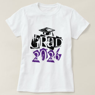 Camiseta Classe de graduação em tipografia roxa formando 