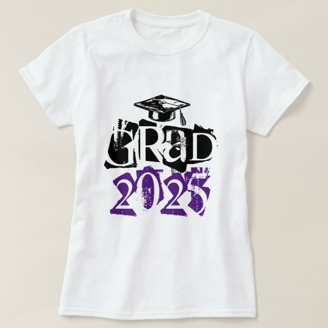Camiseta Classe de graduação em tipografia roxa-formando 20 (Frente do Design)